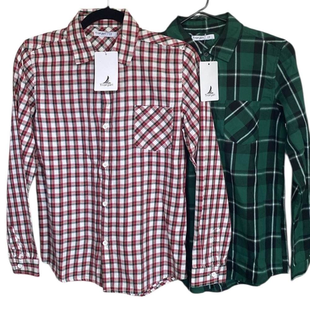 Tronjori Boys Long Sleeve Button Down Shirt Set Of 2